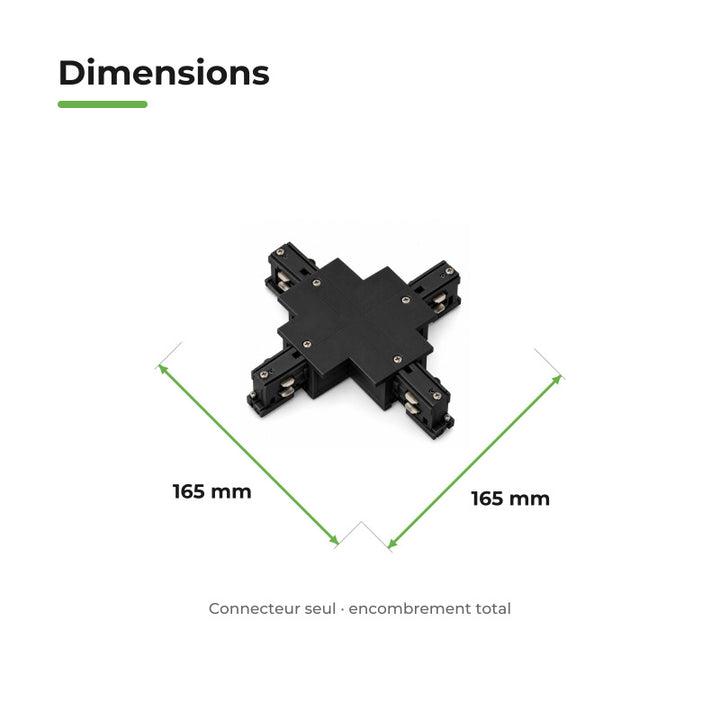 Connecteur X Rail Encastrable Triphasé Noir