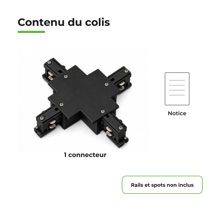 Connecteur X Rail Encastrable Triphasé Noir