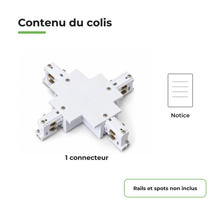Connecteur X Rail Encastrable Triphasé Blanc