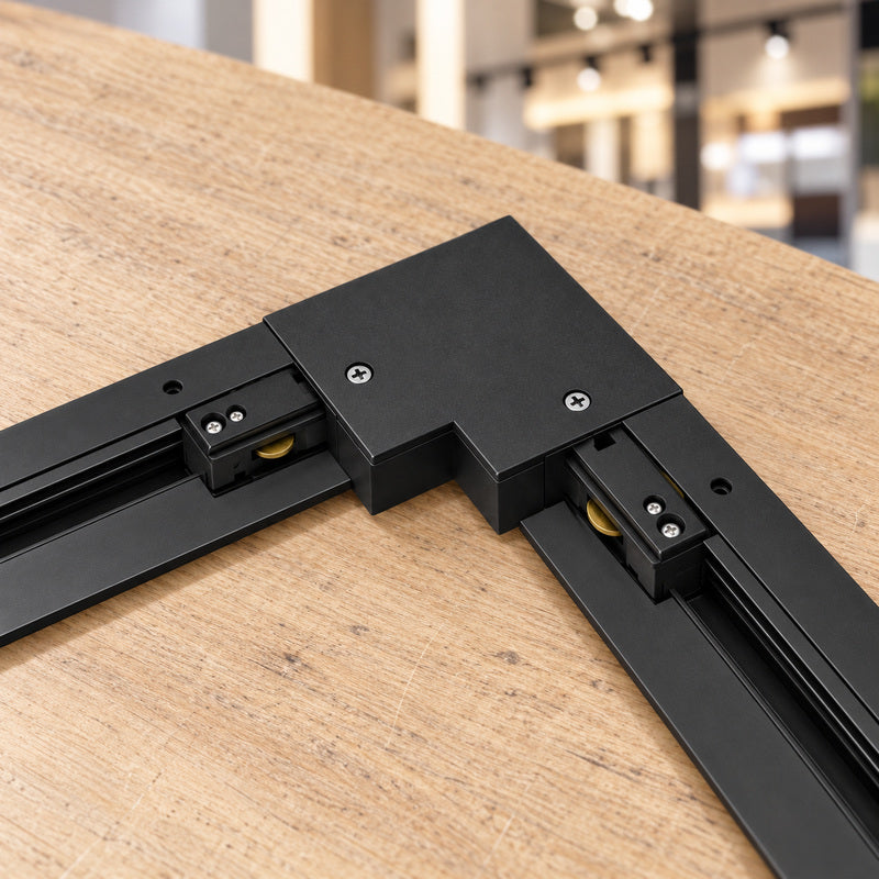 Connecteur L Rail Encastrable Monophasé Angle 90° Noir