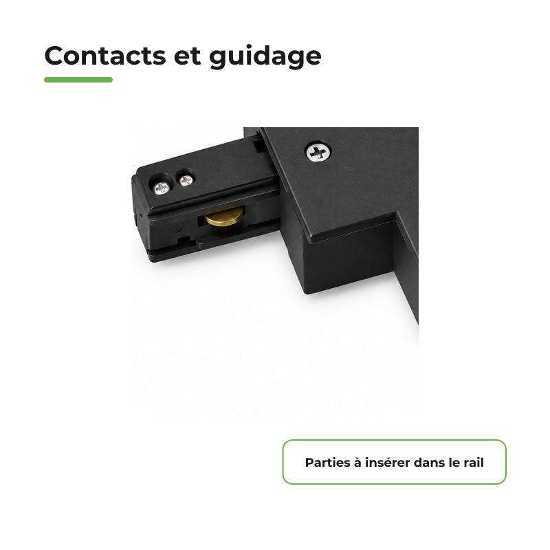 Connecteur L Rail Encastrable Monophasé Angle 90° Noir