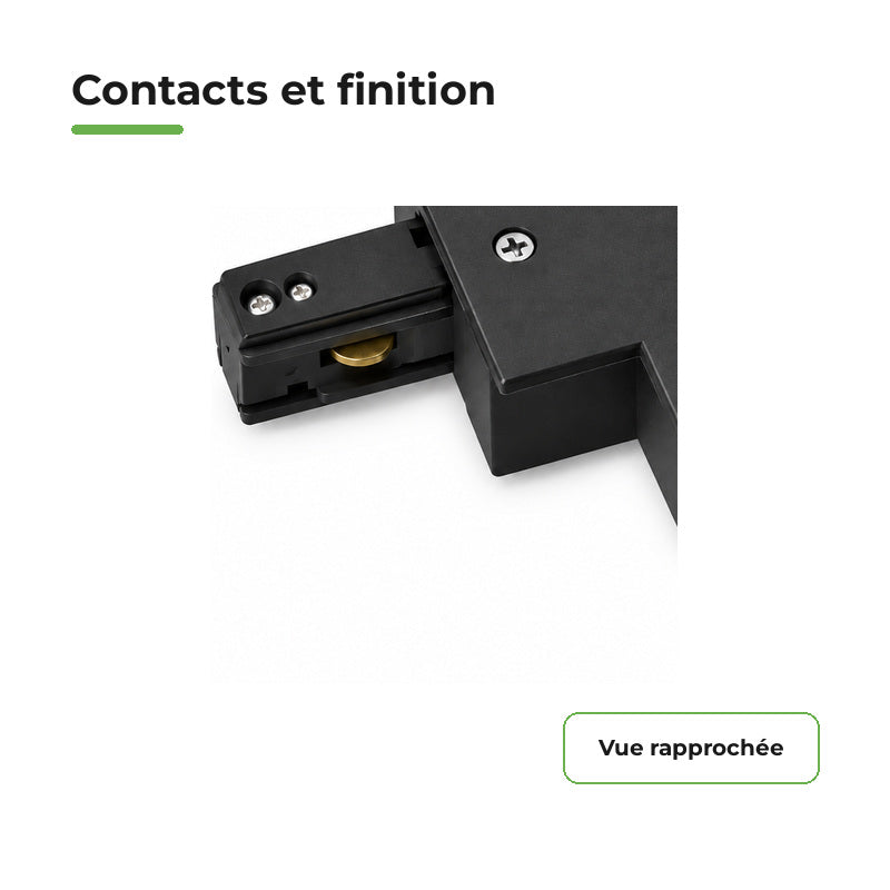 Connecteur L Rail Encastrable Monophasé Angle 90° Noir