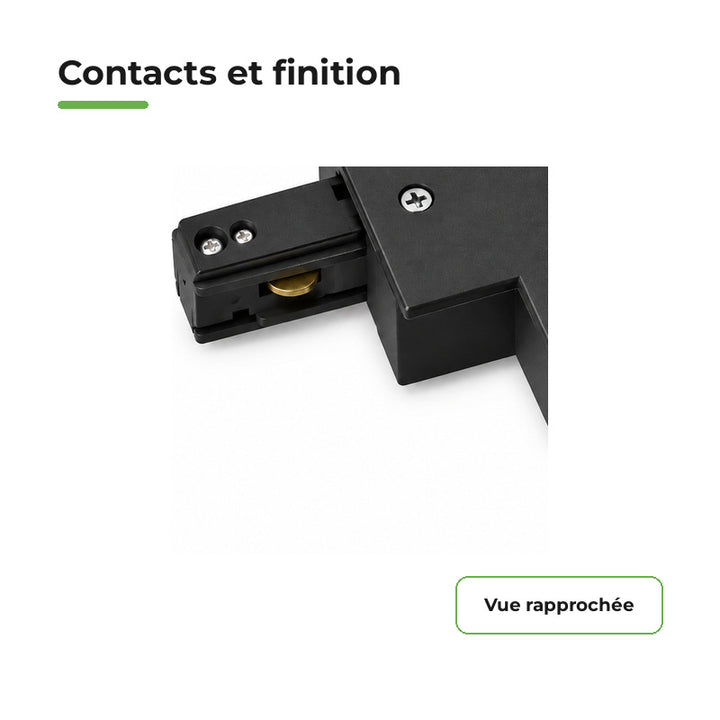 Connecteur L Rail Encastrable Monophasé Angle 90° Noir