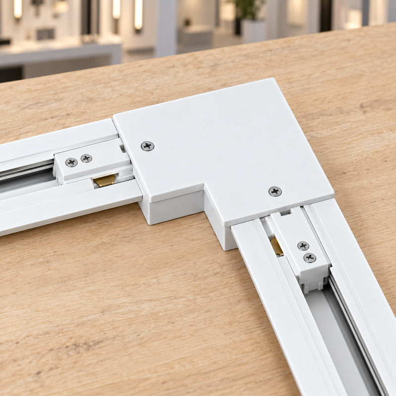 Connecteur L Rail Encastrable Monophasé Angle 90° Blanc