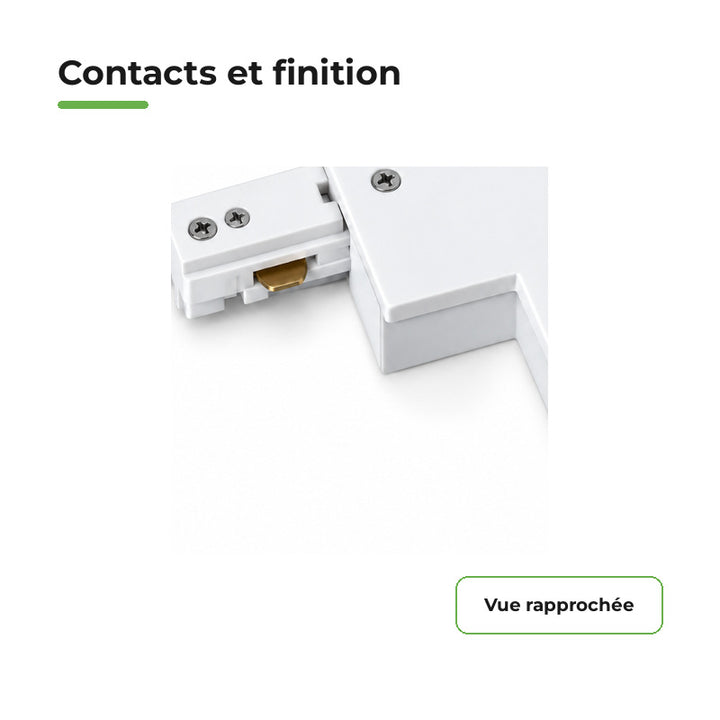 Connecteur L Rail Encastrable Monophasé Angle 90° Blanc