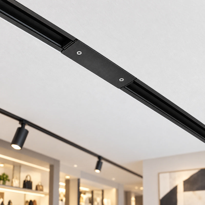 Connecteur Droit Rail Encastrable Monophasé Noir