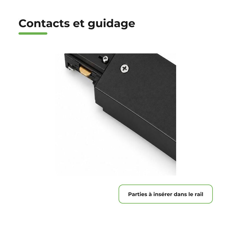 Connecteur Droit Rail Encastrable Monophasé Noir