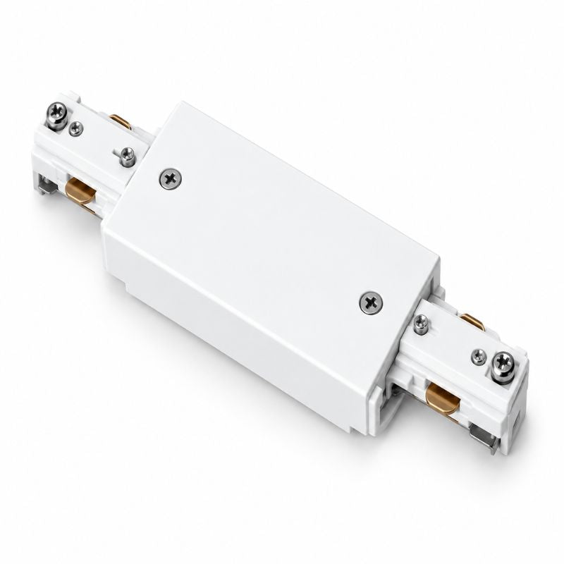 Connecteur Droit Rail Encastrable Monophasé Blanc