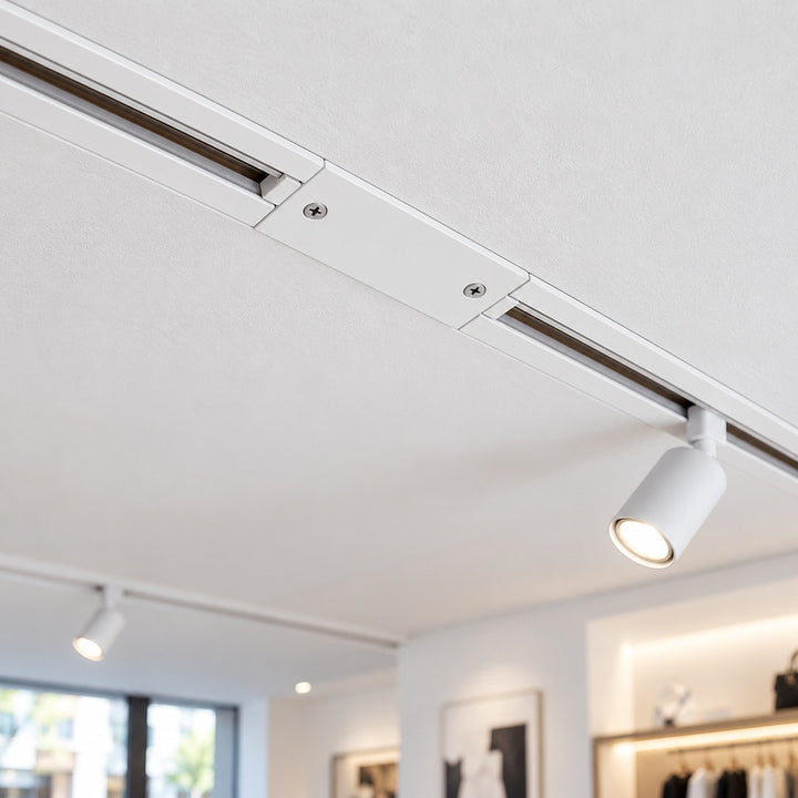Connecteur Droit Rail Encastrable Monophasé Blanc