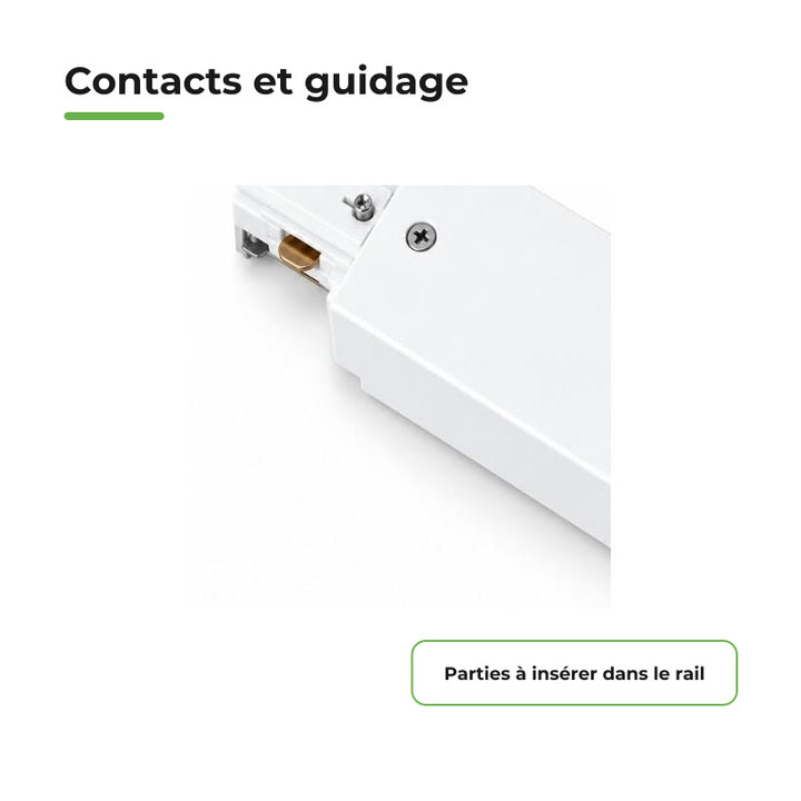 Connecteur Droit Rail Encastrable Monophasé Blanc