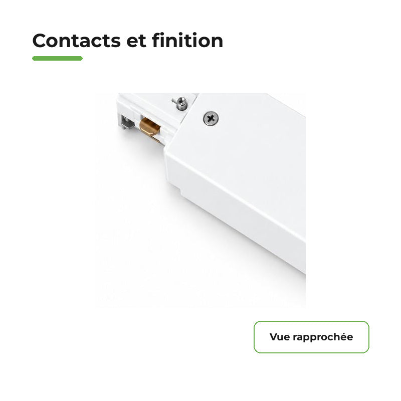 Connecteur Droit Rail Encastrable Monophasé Blanc