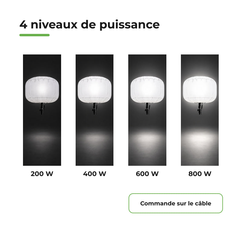 Ballon Lumineux LED 800W 100000 lm sur Mât Télescopique 4,30m