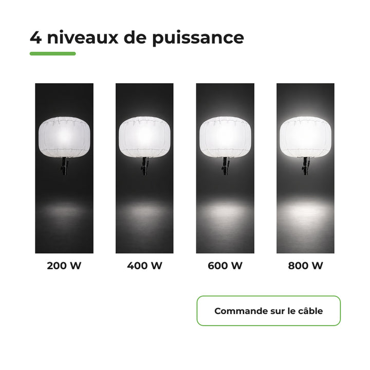 Ballon Lumineux LED 800W 100000 lm sur Mât Télescopique 4,30m