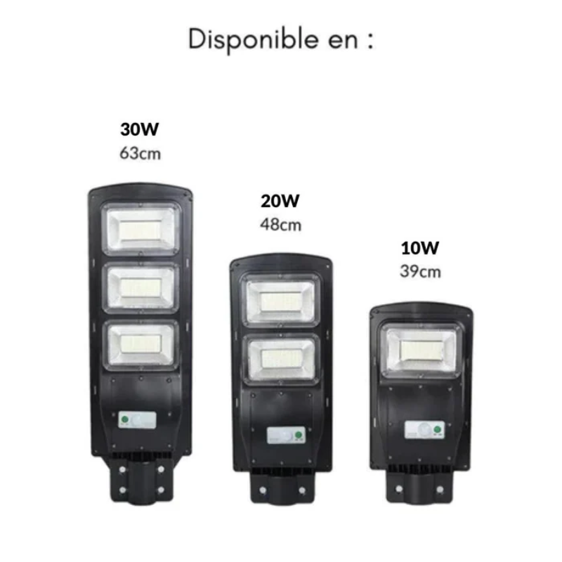 Luminaire LED urbain solaire 20W IP65 (Barre métallique incluse)