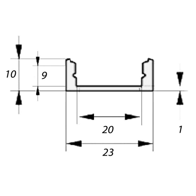 Profilé Aluminium 1m pour Ruban LED Double Rangée Couvercle Blanc Opaque