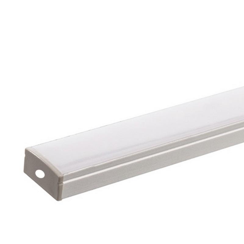 Profilé Aluminium 1m pour Ruban LED Double Rangée Couvercle Blanc Opaque