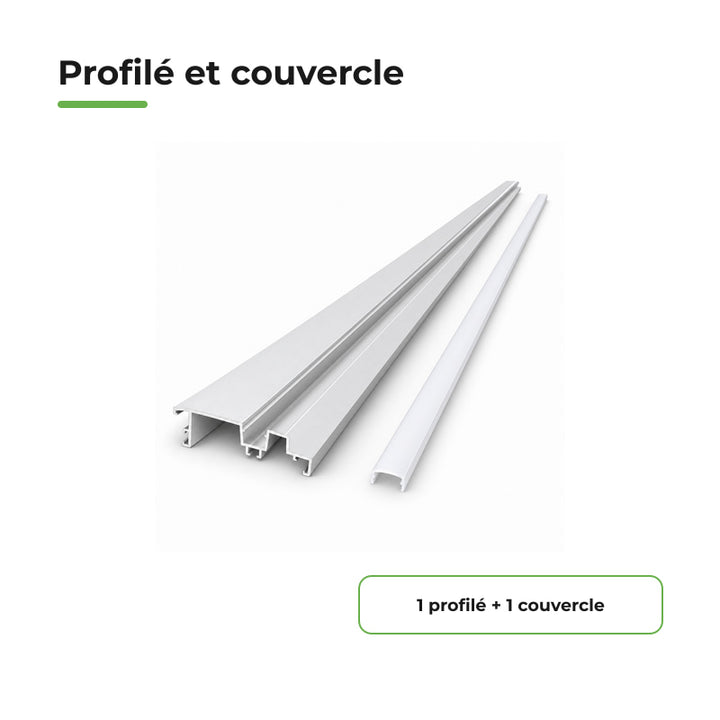 Profilé Aluminium 2M pour Plafond Corniche Blanc - Couvercle Blanc