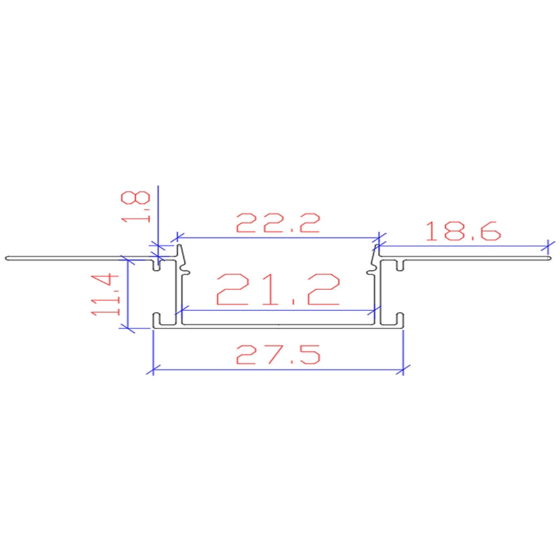 Profilé Aluminium encastré 2m pour Ruban LED Double Couvercle Blanc Opaque - Pack de 5
