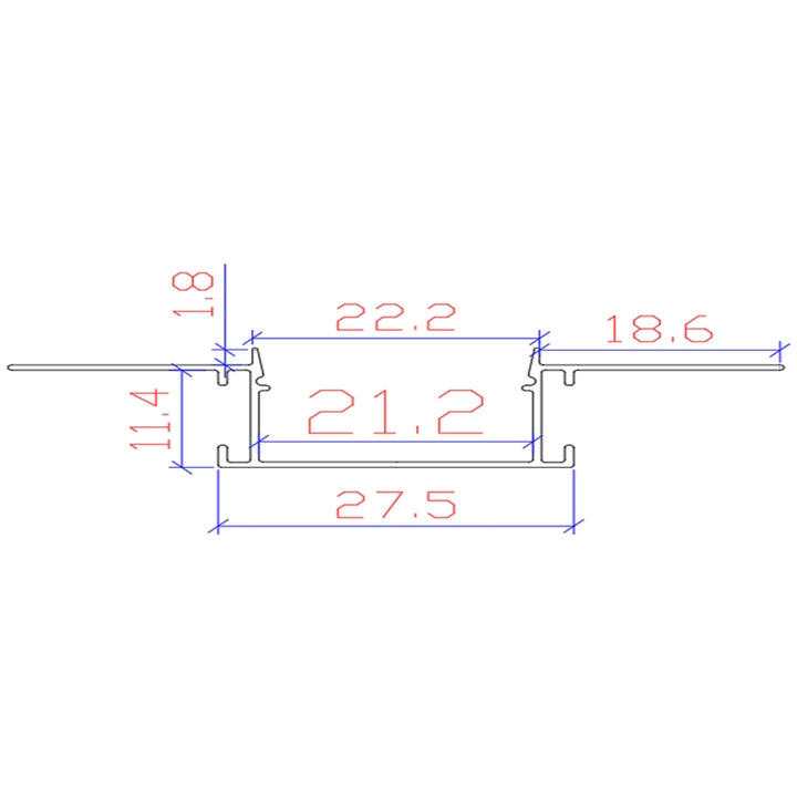 Profilé Aluminium encastré pour Ruban LED Double Couvercle Blanc Opaque