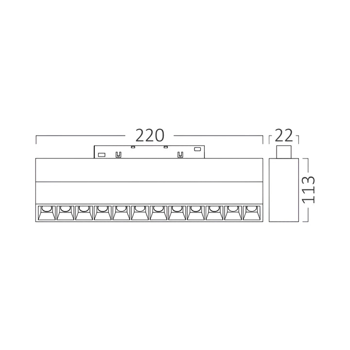 Linéaire LED Wall Washer Connecté Tuya 25cm 12W pour Rail Magnétique 48V Noir