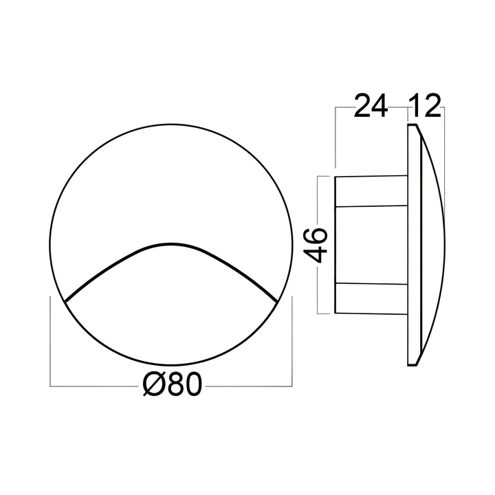 Balise pour Escalier LED Encastrée Ronde 3W IP65 Noir