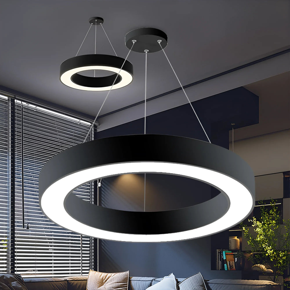 Suspension LED Ronde 45W Noir avec Télécommande