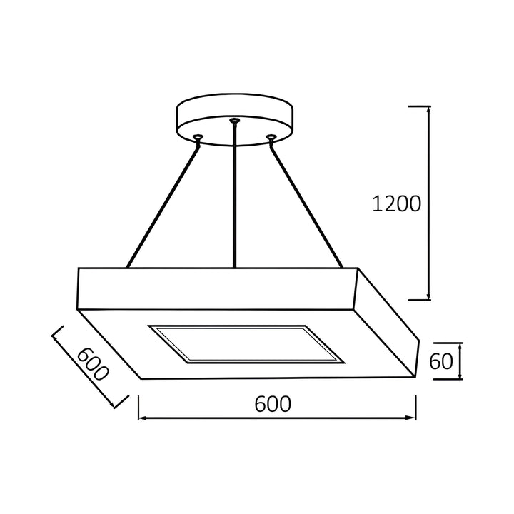 Suspension LED Carrée 45W Noir avec Télécommande