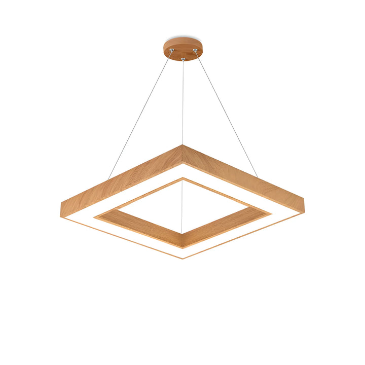 Suspension LED Carrée 45W Effet Bois avec Télécommande