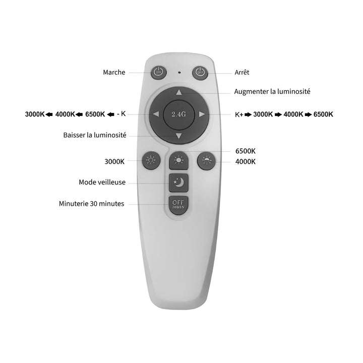 Suspension LED Ronde 45W Noir avec Télécommande