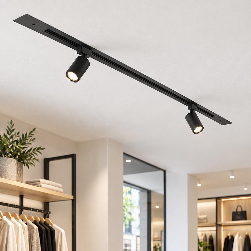 Rail Encastrable Monophasé Plat 1m Noir