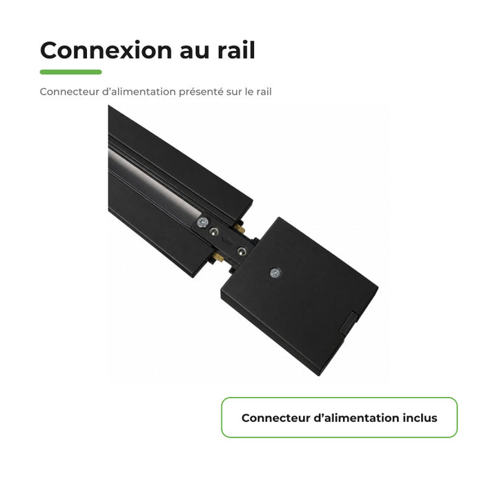 Rail Encastrable Monophasé Plat 2m Noir