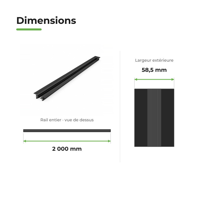 Rail Encastrable Monophasé Plat 2m Noir