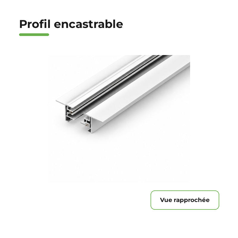 Rail Encastrable Monophasé Plat 1m Blanc