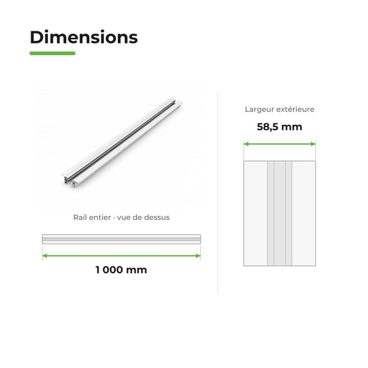 Rail Encastrable Monophasé Plat 1m Blanc