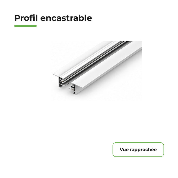 Rail Encastrable Monophasé Plat 2m Blanc