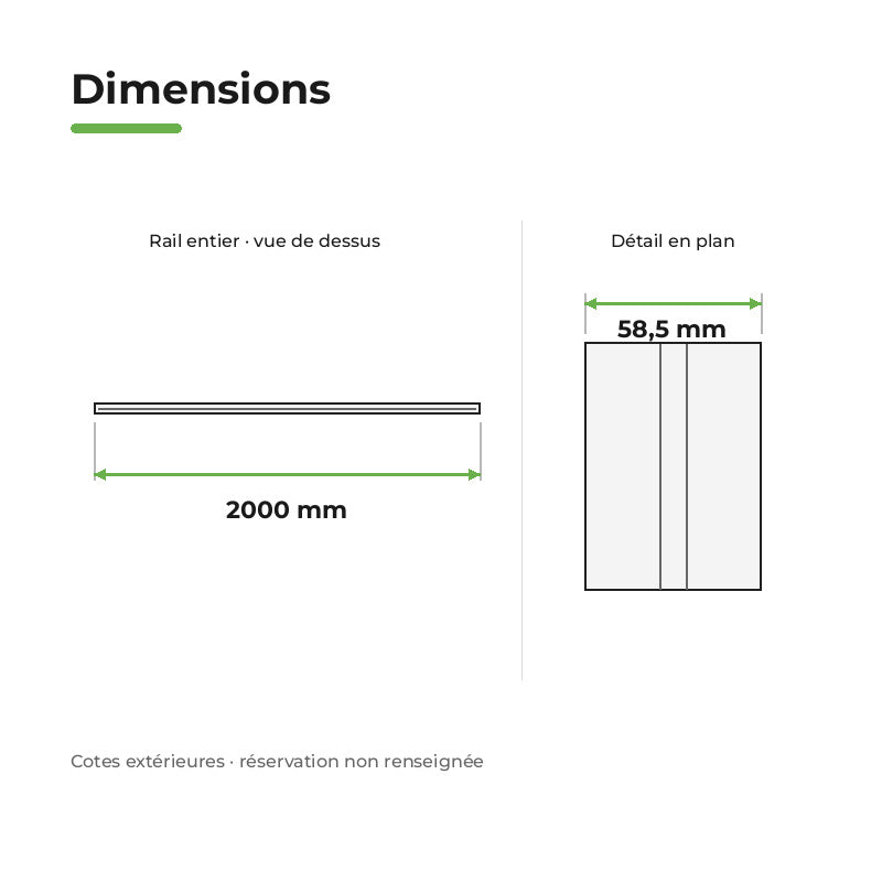 Rail Encastrable Monophasé Plat 2m Blanc
