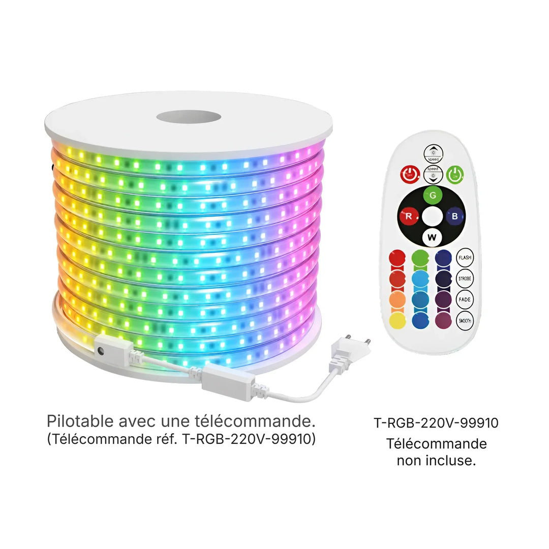 Ruban LED 220V 5050 RGB IP65 96 LED/m