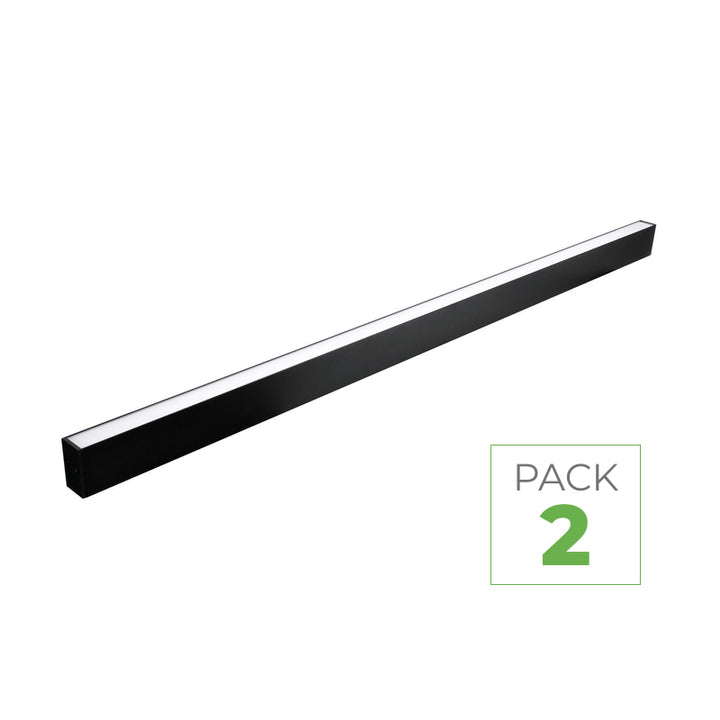 Lot de 2 - Linéaire LED sur Rail Triphasé 120cm 30W 3450lm Noir