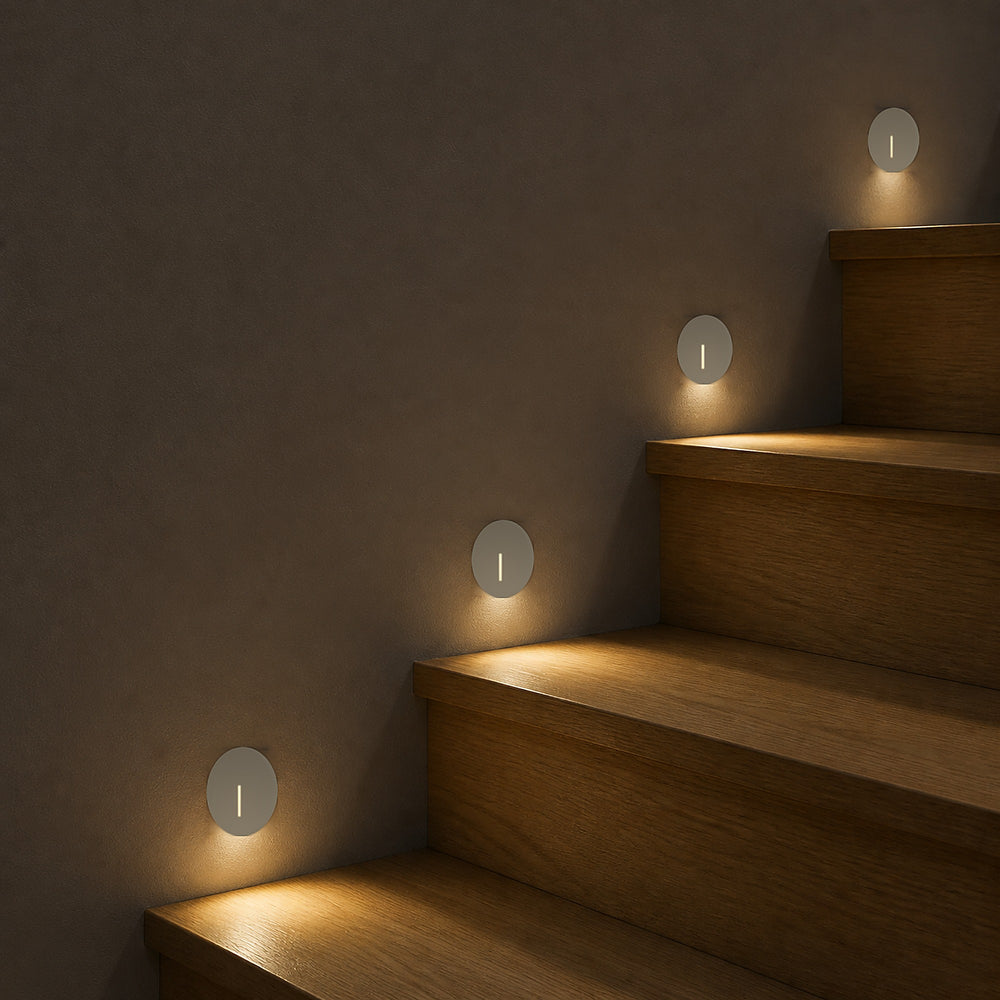 Cadre Rond Blanc pour Balise LED Escalier - Modèle Trait Fin