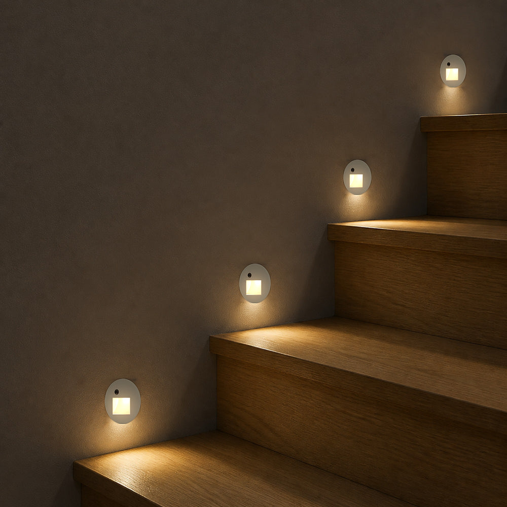 Cadre Rond Blanc pour Balise LED Escalier avec Détecteur - Modèle Ouverture Large