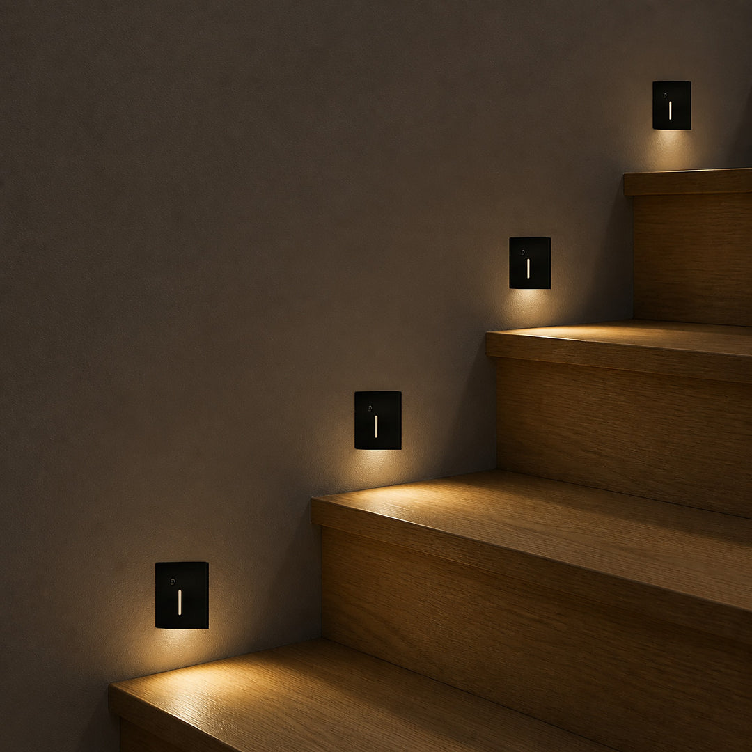 Cadre Carré Noir pour Balise LED Escalier avec Détecteur - Modèle Trait Fin