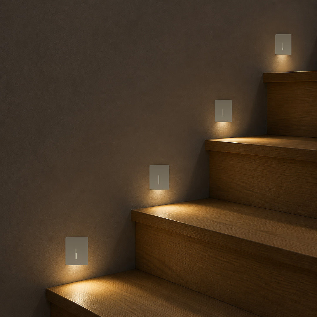 Cadre Carré Blanc pour Balise LED Escalier - Modèle Trait Fin