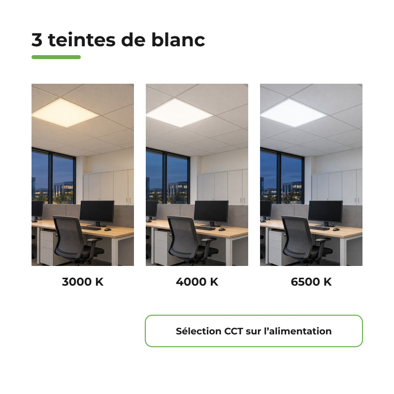 Panneau LED 60x60cm 42W Puissance Ajustable 5620lm CCT IP65 - 3000K/4000K/6500K
