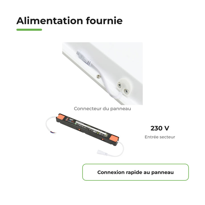 Panneau LED 60x60cm 42W Puissance Ajustable 5620lm CCT IP65 - 3000K/4000K/6500K
