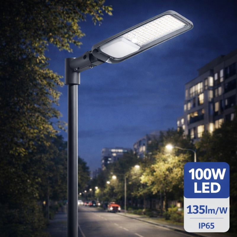 Luminaire LED Urbain 100W IP65 135lm/W avec Détecteur Crépusculaire