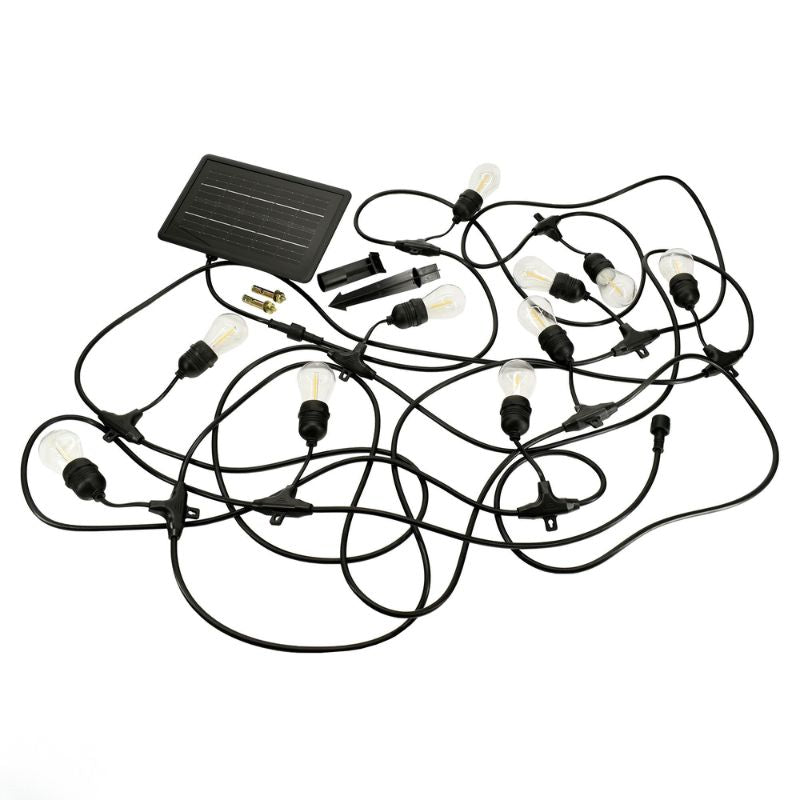 Guirlande Guinguette Solaire LED 10M 10pcs 3W - Câble Noir