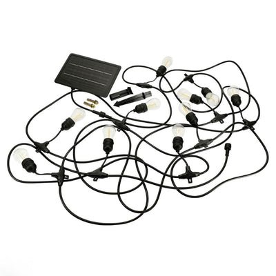 Guirlande Guinguette Solaire LED 10M 10pcs 3W - Câble Noir