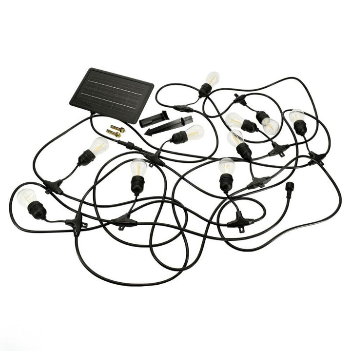 Guirlande Guinguette Solaire LED 10M 10pcs 3W - Câble Noir