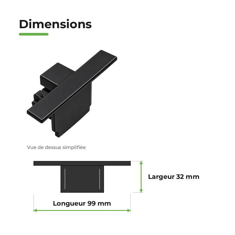 Embout de Fermeture pour Rail Encastrable Triphasé Noir