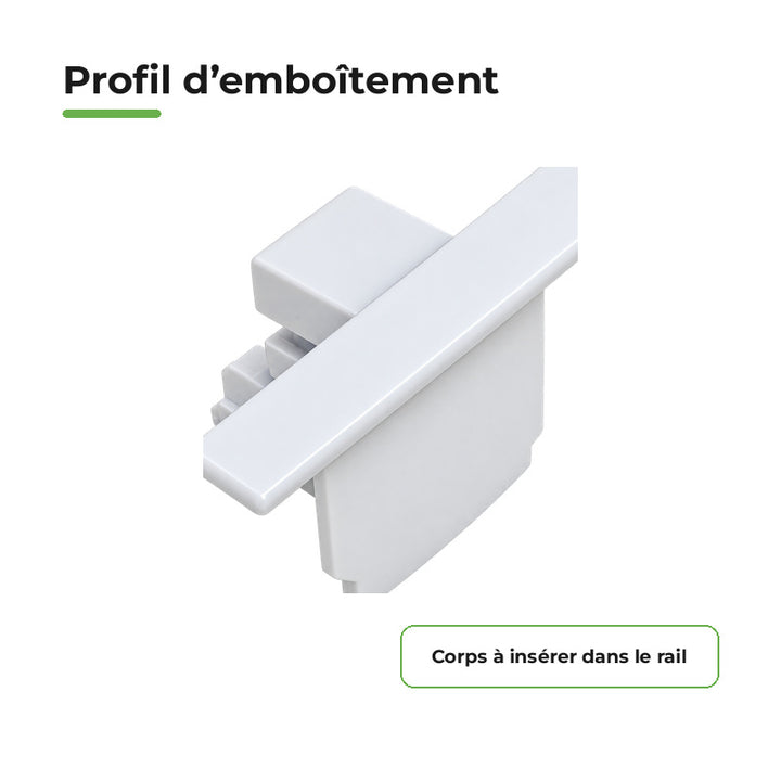 Embout de Fermeture pour Rail Encastrable Triphasé Blanc